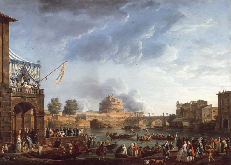 Claude-joseph Vernet A Sporting Contest on the Tiber at Rome oil painting image
